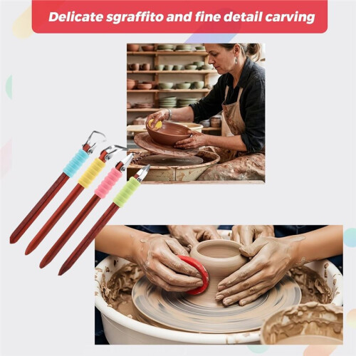 4 Pack Pottery Carving Tool Set 5.9inch Sculpture Carving Scraper Tool Pottery Modelling Shape for Tea Cup Mug Vase 1