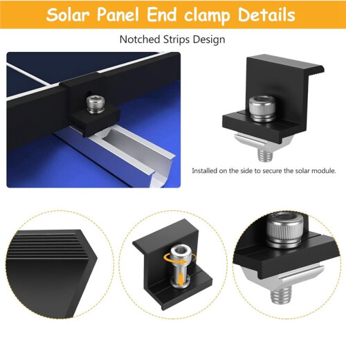 30MM Solar Panel Mounting Fixing Clamp End Clamp Adjustable Bracket for PV System Installation 1