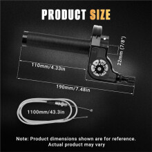 -Motorradgasgriff 7/8" (22 mm) mit Schnellverschluss, Inklusive Gaszug, CNC-Gefräst, Universell, Schwarz