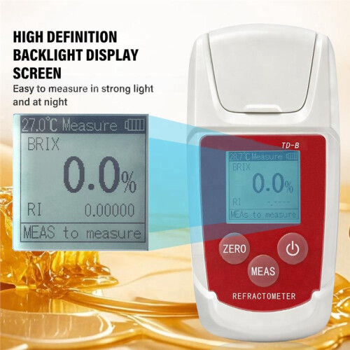 Digital Refractometer 0-93% Digital Sugar Tester Automatic Temperature Compensation for Honey Fruit Juice Beverage
