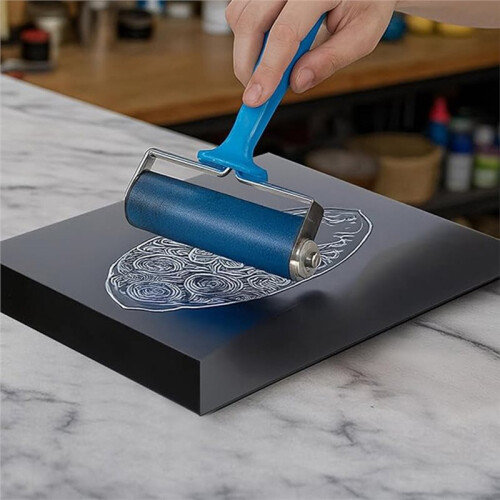 Conjunto de 2 Placas de Metal para Entintagem com Gancho de Bancada, 9 X 7 Polegadas, para Impressão em Linóleo, Bloco de Gravura e Entalhe em 2