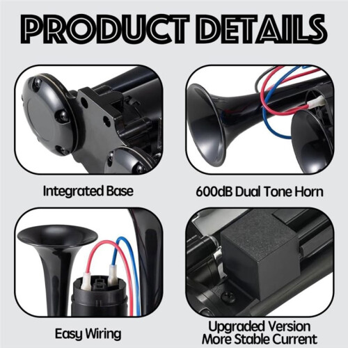 Kit de Cornetas de Ar Elétricas Duplas Super Altas de 600DB com Compressor, Aplicável A Qualquer Veículo 12V, SUV, Caminhão, Carro 1