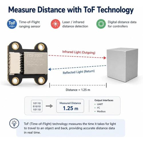 TOF200F LaserDistance Sensor Module, Infrared Ranging Board for Robot Obstacle Detection and DIY Measuring Projects 2