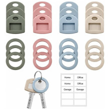 24PCS Silicone Key Covers Caps with Labels, Color Key Caps and Key Tags for Identifying House Keys