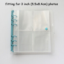 (Transparent Blue,3in)Clip Couleur Transparent Étincelant 6 Trous Feuille Libre Album Enfants Cadeaux Anniversaire