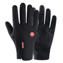 (Black,L)Luvas quentes unissex inverno inverno à prova d'água esporte ao ar livre tela sensível ao toque preta