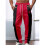 Men'S Color Block Side Stripe Drawstring Straight Athletic Pants Wine Red S 4