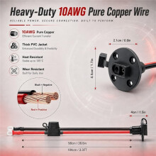 SAE Connector 10AWG, SAE to O Battery Quick Connect Plug Waterproof Extension Cable for Solar Panel,3.3FT