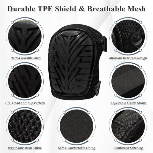 Work Knee Pads TPE Shield Gel Core 1 Pair Breathable Mesh Hard Shell,Breathable 3D Mesh,for Construction,Gardening 1