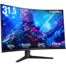 KOORUI 32 Inch Curved Gaming Monitor, QHD 1440P, 170Hz, VA 1500R, 1MS