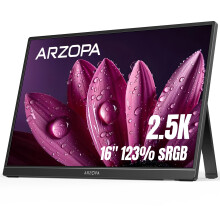 ARZOPA 2.5K Portable Monitor, 16 Inch 2560x1600 HDR 350nits 8bit QHD USB-C HDMI Laptop Monitor, 16:10 IPS Eye Care External Second Screen for Mac PC P