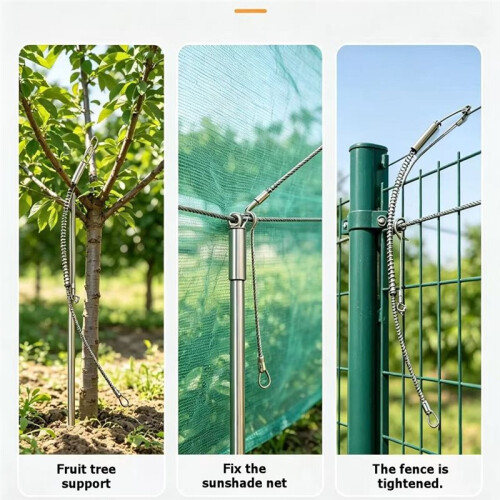 Double-Headed Chain Spring Buffer Steel Wire Rope, Fruit Tree Branch Pulling Shade Net Fence Tensioning and Fixing Cable 2