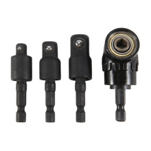 Rechtwinkliger Bohrer-Adapter, 4-In-1-Schlagbohrer-Bit-VerläNgerung, 360 Drehbarer 1/4 3/8 1/2 Zoll Schlagschrauber-Stecknuss-Adaptersatz