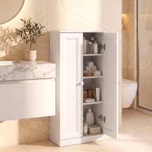 HOMCOM Narrow Bathroom Cabinet, Slim Storage Cabinet, White