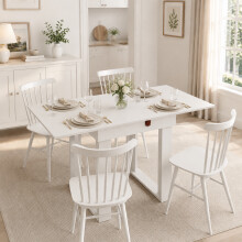 HOMCOM Modern Folding Dining Table for 4 Under-Table Storage 140cm White