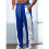 Men'S Color Block Side Stripe Drawstring Straight Athletic Pants Royal  M 2