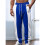 Men'S Color Block Side Stripe Drawstring Straight Athletic Pants Royal  M 3