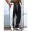 Men'S Color Block Side Stripe Drawstring Straight Athletic Pants Black XXL 4