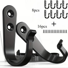 (8 hooks 16 screws) 24Pcs Heavy Duty Iron Coat Hooks Wall Mounted Clothes Hooks with Screws