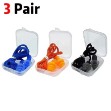 (3 Pair Mixed) 1-10Pairs Reusable Silicone Earplugs Swimming Waterproof Ear Plugs Case