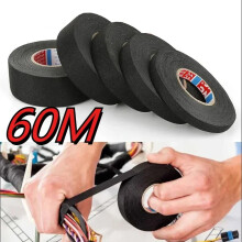 (60M (4Roll) / 9MM) 15-60M Heat Resistant Fabric Tape Automotive Wiring Harness Cable Loom