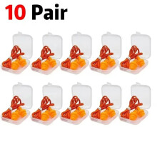 (10 Pair Orange) 1-10Pairs Reusable Silicone Earplugs Swimming Waterproof Ear Plugs Case