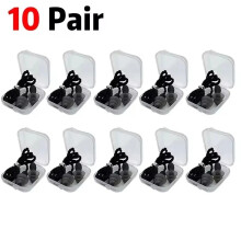 (10 Pair Black) 1-10Pairs Reusable Silicone Earplugs Swimming Waterproof Ear Plugs Case