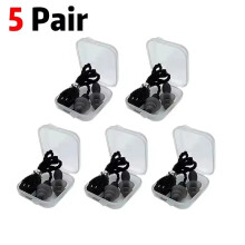 (5 Pair Black) 1-10Pairs Reusable Silicone Earplugs Swimming Waterproof Ear Plugs Case
