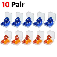 (10 Pair Mixed 01) 1-10Pairs Reusable Silicone Earplugs Swimming Waterproof Ear Plugs Case