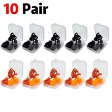 (10 Pair Mixed 03) 1-10Pairs Reusable Silicone Earplugs Swimming Waterproof Ear Plugs Case