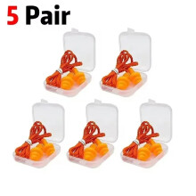 (5 Pair Orange) 1-10Pairs Reusable Silicone Earplugs Swimming Waterproof Ear Plugs Case