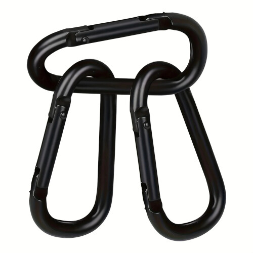 (Black 3pcs) Aluminium Carabiner D Ring Clip Spring Snap Hook Camping Backpack Keychain