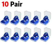 (10 Pair Blue) 1-10Pairs Reusable Silicone Earplugs Swimming Waterproof Ear Plugs Case