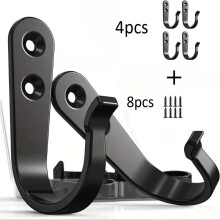 (4 hooks 8 screws) 24Pcs Heavy Duty Iron Coat Hooks Wall Mounted Clothes Hooks with Screws