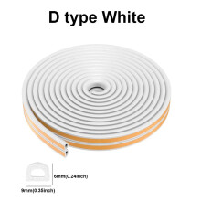 (D white / 10M (32.8ft)) Door Window Weather Seal Strip Self Adhesive Rubber 5M/10M Draught Excluder