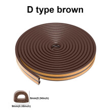 (D brown / 5M (16.4ft)) Door Window Weather Seal Strip Self Adhesive Rubber 5M/10M Draught Excluder