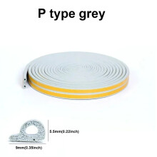 (P grey / 10M (32.8ft)) Door Window Weather Seal Strip Self Adhesive Rubber 5M/10M Draught Excluder