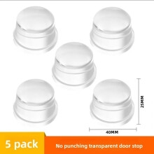 (5PCS Transparent / One Size) Transparent Silicone Door Stopper No Drill Anti Bump Pad Home Office