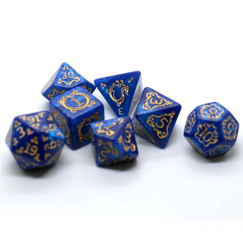(bluw) 7Pcs DND Dice Set Polyhedral D4 D6 D8 D10 D12 D20 Dragon Pattern