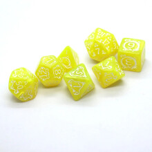 (yellow) 7Pcs DND Dice Set Polyhedral D4 D6 D8 D10 D12 D20 Dragon Pattern