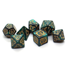 (green) 7Pcs DND Dice Set Polyhedral D4 D6 D8 D10 D12 D20 Dragon Pattern