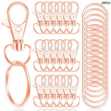 (Rose Gold / 6 cm) Swivel Lobster Clasp Clips Key 20Pcs 32mm Ring Split Keychain DIY Crafts