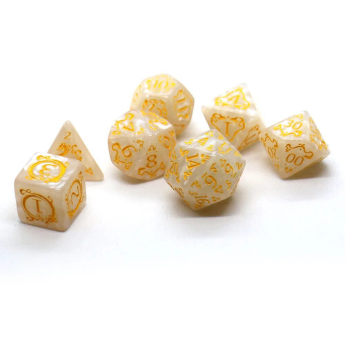 (white) 7Pcs DND Dice Set Polyhedral D4 D6 D8 D10 D12 D20 Dragon Pattern