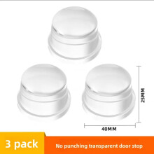 (3PCS Transparent / One Size) Transparent Silicone Door Stopper No Drill Anti Bump Pad Home Office