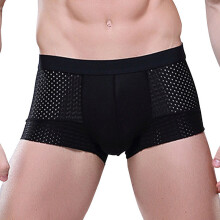 (Black,L)Nueva ropa interior transpirable de malla para hombre boxer de seda cuatro esquinas ropa interior al por mayor