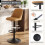 (Camel, Set of 2) PU Bar Stools, Adjustable Swivel Breakfast Bar Chairs 4