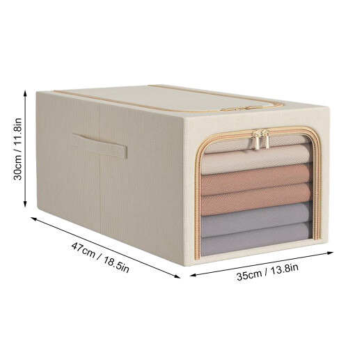 Beige Aufbewahrungsbox 50L Metallgriff 1