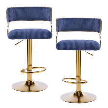 2PCS Bar Stools Breakfast Kitchen Chair Height Adjustable Gas Lift Bar Stools