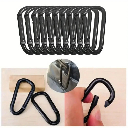 (Black 3pcs) Aluminium Carabiner D Ring Clip Spring Snap Hook Camping Backpack Keychain 1