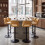 (Camel, Set of 6) PU Bar Stools, Adjustable Swivel Breakfast Bar Chairs with Open Backrest 2
